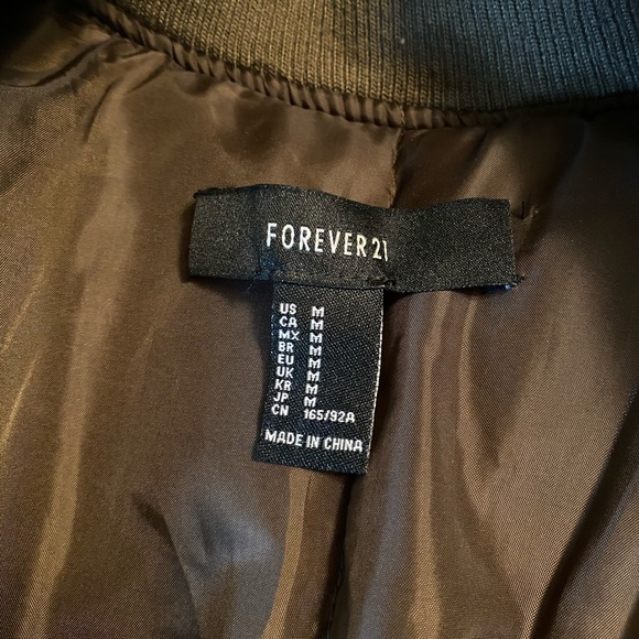 Olive Green Forever 21 Bomber Jacket - Picture 4 of 6